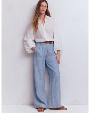 Boden Kensington Linen Trousers - Blue