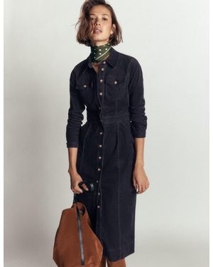 Boden Fleur Cord Midi Dress - Blue