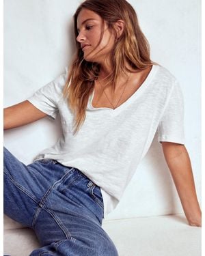 Boden Sophie V-Neck Slub T-Shirt - White