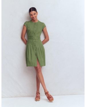 Boden Arabella Short Linen Dress - Green