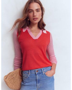 Boden Agnes Leinenpullover Mit Kragen - Rot