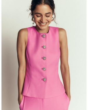Boden Textured Peplum Waistcoat - Pink