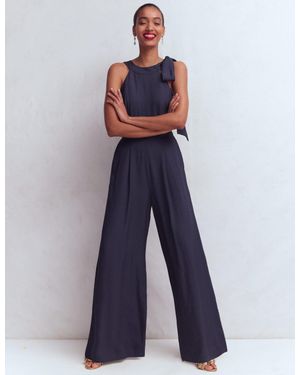 Boden Tie Halter Neck Jumpsuit - Blue