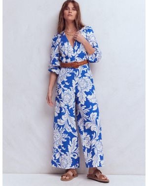 Boden Lola Linen Jumpsuit - Blue