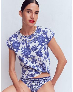 Boden Louisa Cotton Slub T-Shirt - Blue