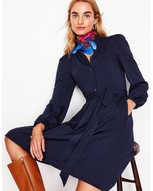 Boden Willow Frill Short Shirt Dress - Blue