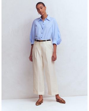 Boden Chiswick Crop Linen Trousers - Blue