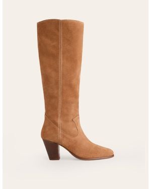 Boden Almond Toe Heeled Knee Boots - Brown
