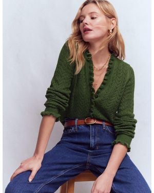 Boden Eloise Frill Henley Jumper - Green