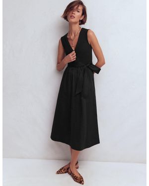 Boden Zip-Front Mix Media Dress - Black