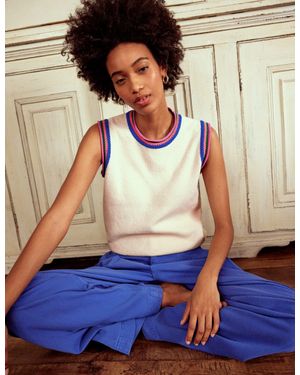 Boden Callie Crochet Trim Tank-Warm Ivory, Trim - Blue