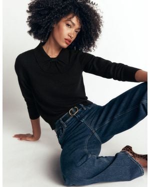 Boden Bow Neck Knitted Sweater - Black