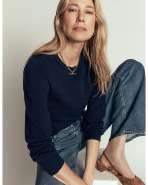 Boden Camilla Cotton Crew Sweater - Blue