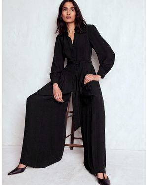 Boden Button Up Palazzo Jumpsuit - Black