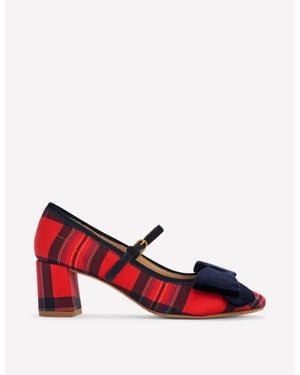 Boden Embellished Bow Block Heels - Red