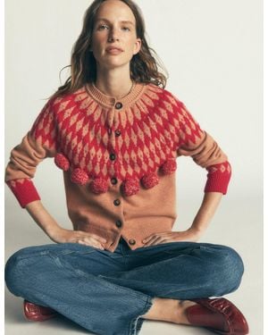 Boden Mae Fair Isle Cardigan - Red