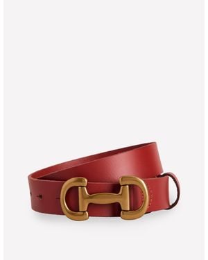 Boden Iris Snaffle-Trim Leather Belt - Red