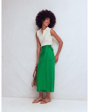 Boden Dimitra Linen Column Skirt - Green