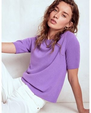 Boden Eva Cashmere T-Shirt - Purple