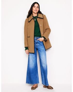 Boden Blanket Stitch Car Coat - Natural