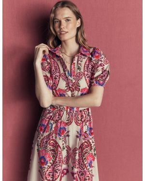 Boden Belted Cotton Midi Dress - Pink