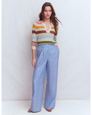 Boden Agnes Collared Linen Jumper - Blue