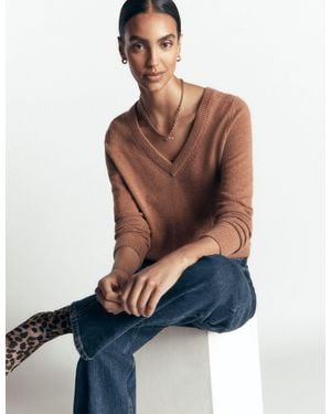 Boden Elsie Kaschmirpullover Mit V-Ausschnitt - Blau