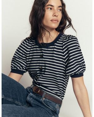 Boden Button-Through Full Sleeve Top - Blue
