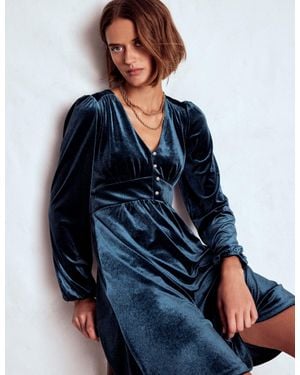 Boden Jocelyn Short Velvet Dress - Blue