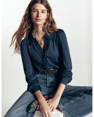 Boden Lace Frill Blouse - Blue