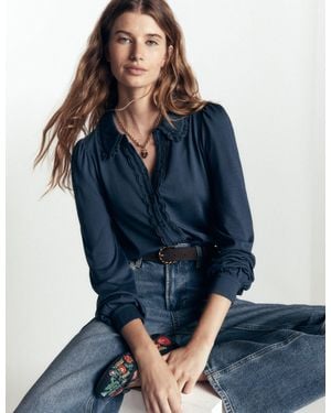 Boden Bluse Mit Rüschen Und Spitze - Blau