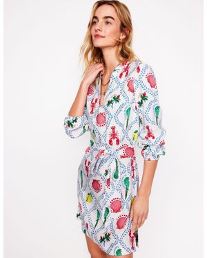 Boden Cleo Linen Tie Waist Dress - White