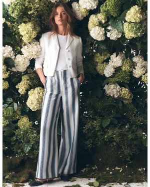 Boden Belgravia Linen Trousers - Blue