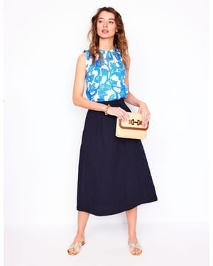 Boden Double Cloth Smocked Skirt - Blue