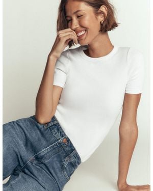 Boden Ribbed Cotton T-Shirt - White