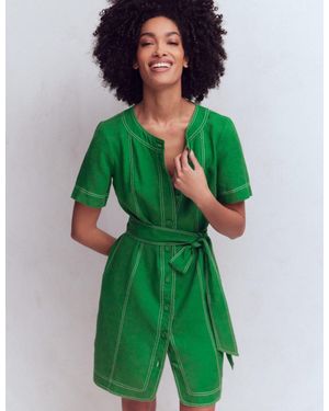 Boden Callie Linen Short Dress - Green