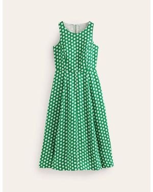 Boden Carla Linen Midi Dress Green Tambourine, Geo