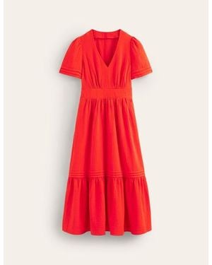 Boden Eve Double Cloth Midi Dress - Red