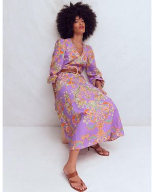 Boden Florence Linen Blend Dress - Purple
