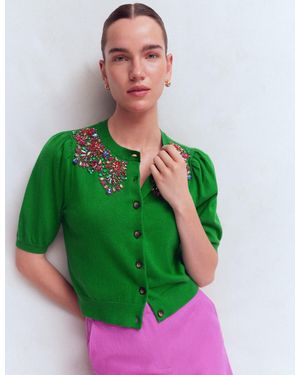 Boden Nadia Embellished Cardigan - Green