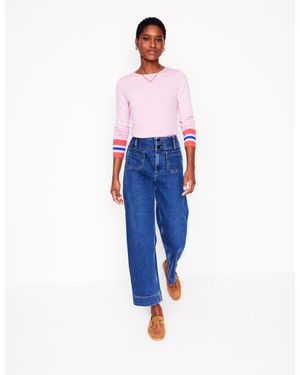 Boden Stripe Cuff Top - Blue