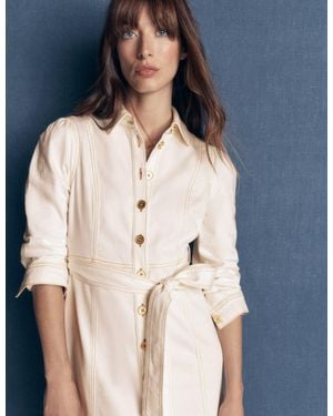 Boden Belted Denim Midi Dress - Natural