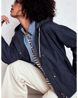 Boden Cropped Rain Mac - Blue