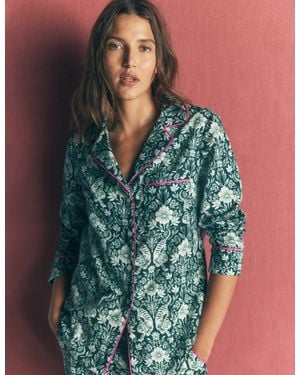 Boden Brushed Cotton Pyjama Shirt - Blue
