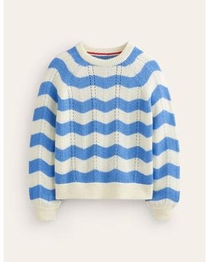 Boden Flauschiger Pullover Mit Wellendesign Damen - Blau