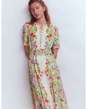 Boden Kate Puff Sleeve Belted Dress - Pink