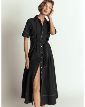 Boden Sarah Midi-Hemdblusenkleid Aus Baumwolle - Schwarz