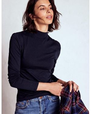 Boden Puff Shoulder Jersey Top - Blue