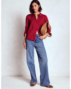 Boden Picot Trim Jersey Shirt - Blue