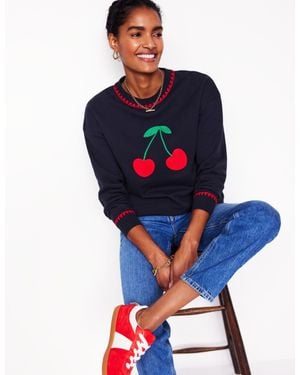 Boden Emi Embroidered Sweatshirt Ivory, Multi Fairisle - White